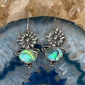 Abalone and Sterling Silver Flower Earrings